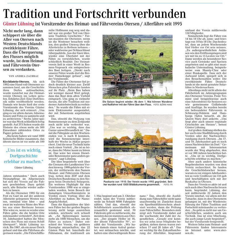 Vereins-Portrait in den Verdener Nachrichten | 26. April 2015